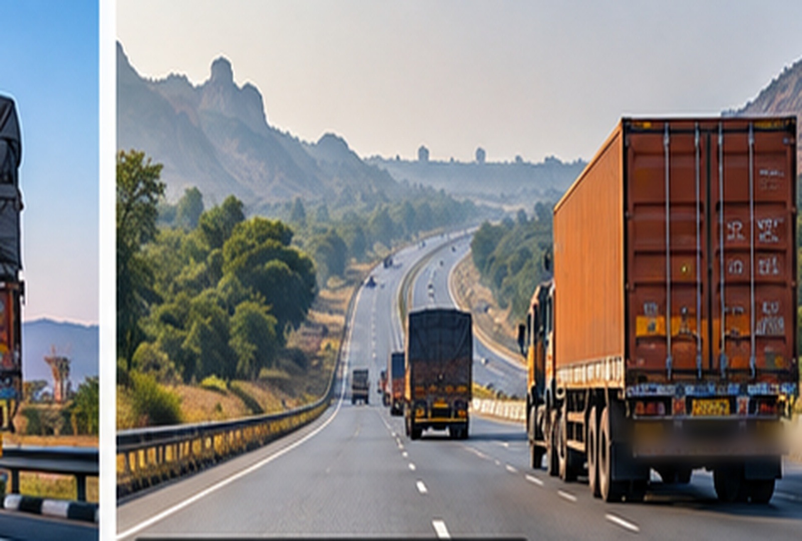 Indian commercial truck on the highway, loaded and moving