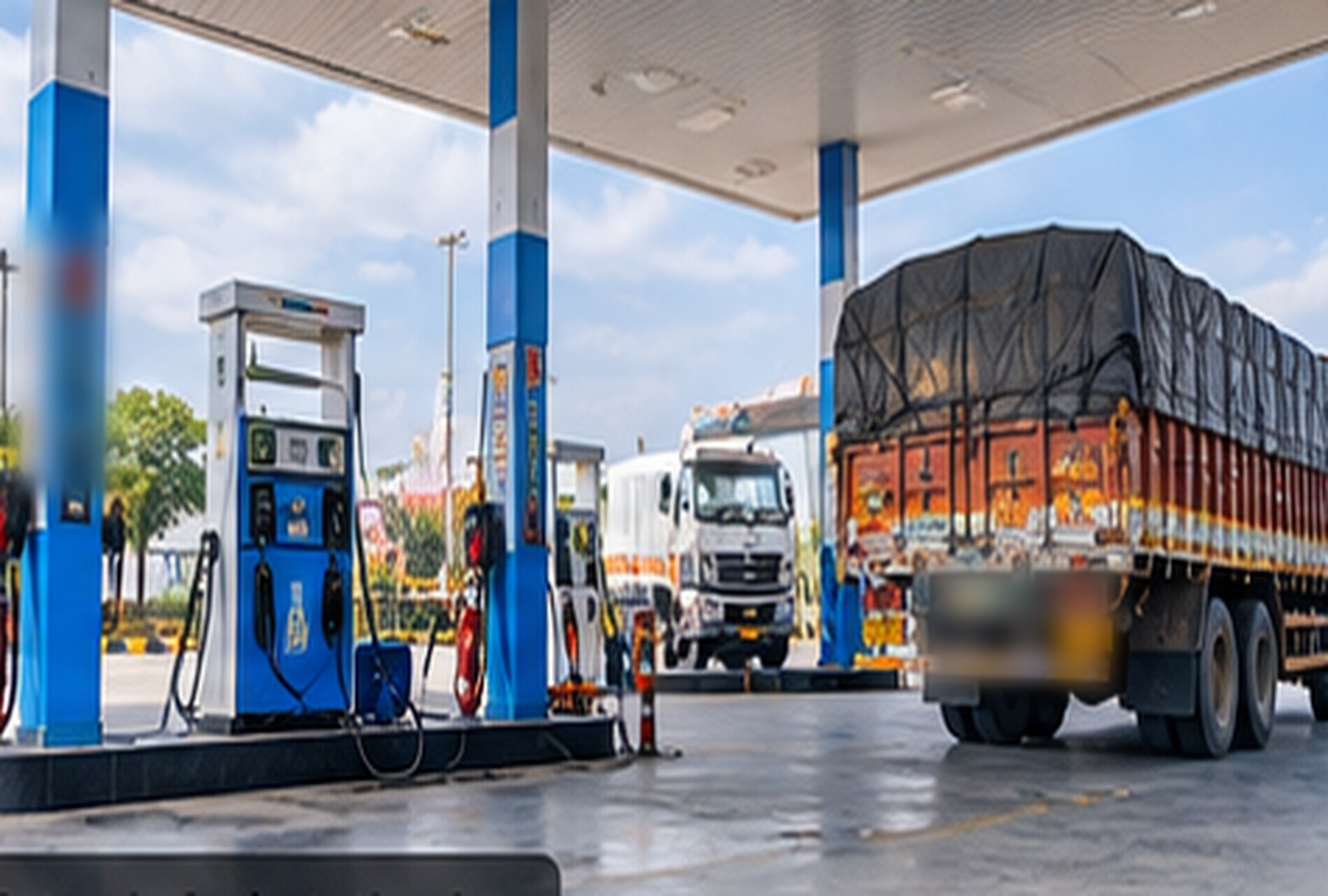 Truck at a fuel station